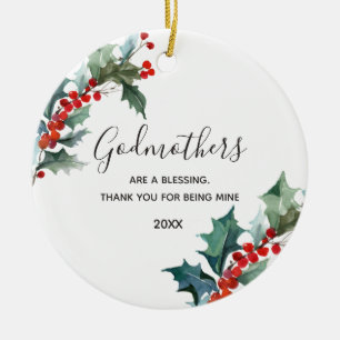 Godmothers Red Floral Christmas Keramik Ornament