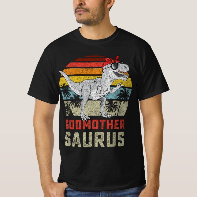 Godmothersaurus T Rex Dinosaur Godmutter Saurus Fa T-Shirt (Vorderseite)