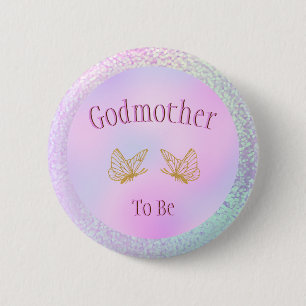 Godmutter Baby Shower Girl Whimsical Butterfly Button