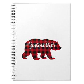 Godmutter Bear Buffalo Red Kariert Matching Family Notizblock