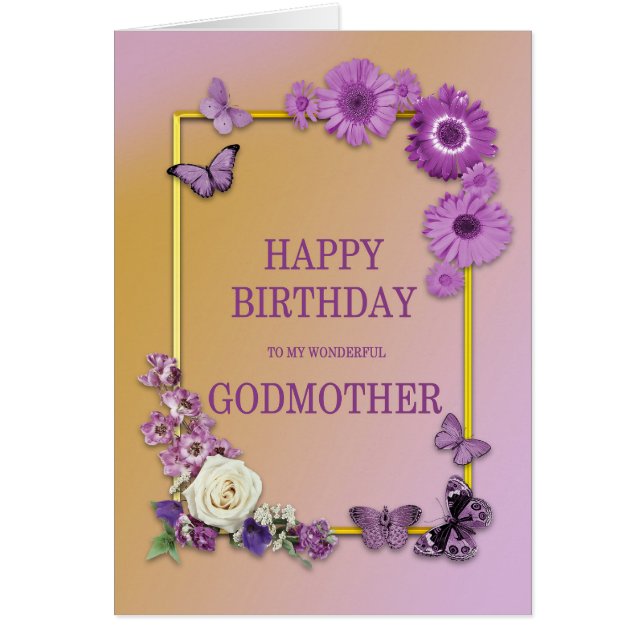 Godmutter Birthday Blume und Schmetterlinge (Vorne)