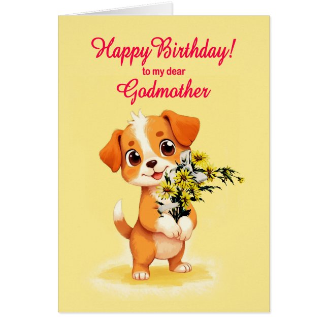 Godmutter Birthday Welpe und Blume (Vorne)