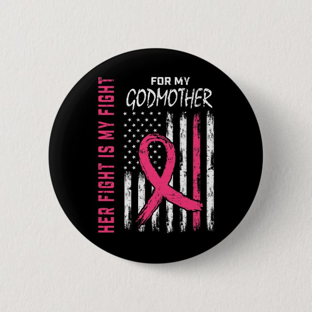 "Godmutter Breast Cancer Awareness Flag Family Fig Button (Vorderseite)