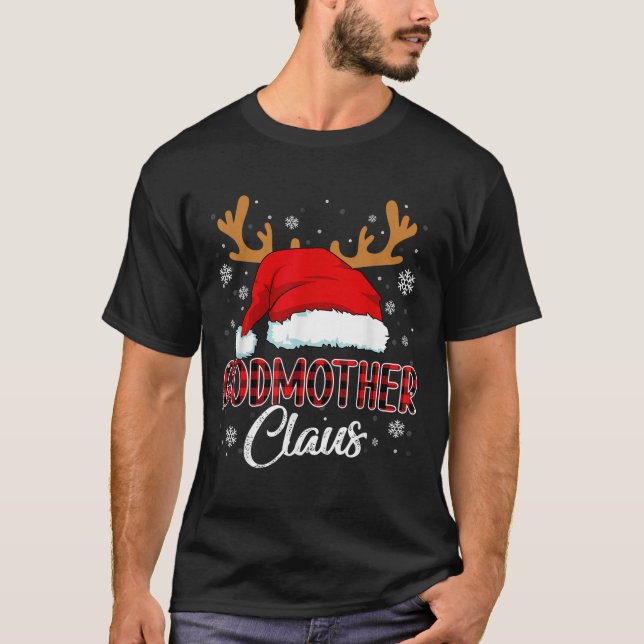Godmutter Claus Weihnachten Rotes Kariertes Matchi T-Shirt (Vorderseite)