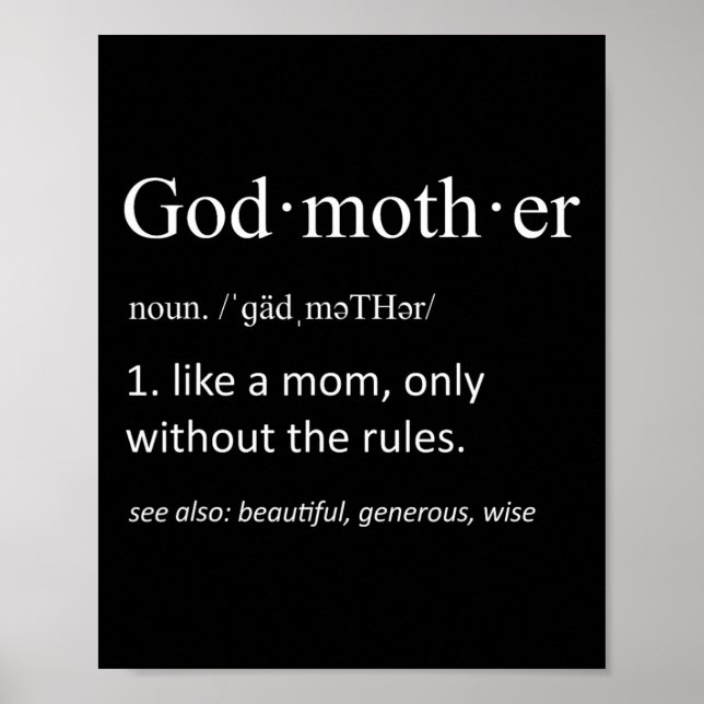 Godmutter Funny Definition Oma Mütter Tag Poster (Vorne)