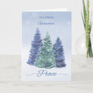 Godmutter Holiday Peace mit Evergreen Trees Karte
