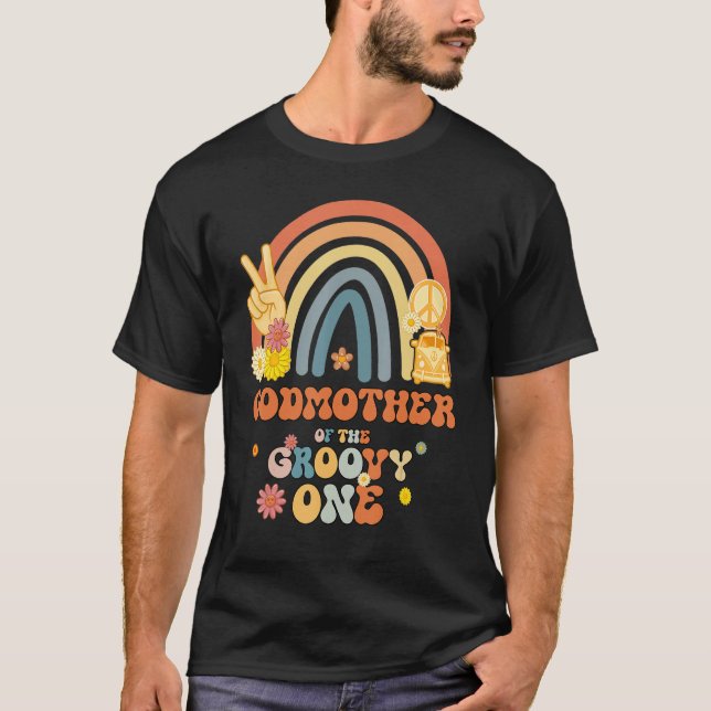Godmutter of the Groovy One Rainbow Boho Birthday T-Shirt (Vorderseite)