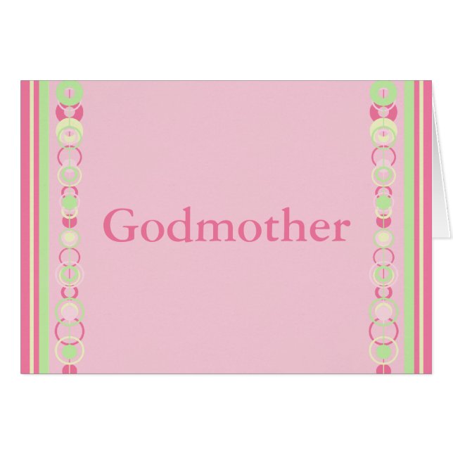 Godmutter Pink Modern Circles Card (Vorderseite (Horizontal))