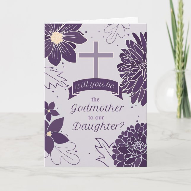 Godmutter Request for Daughter Bold Plum Botanical Karte (Vorderseite)