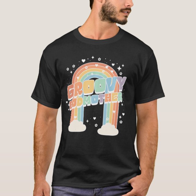 Godmutter Second Birthday Rainbow Two Groovy 2nd B T-Shirt (Vorderseite)