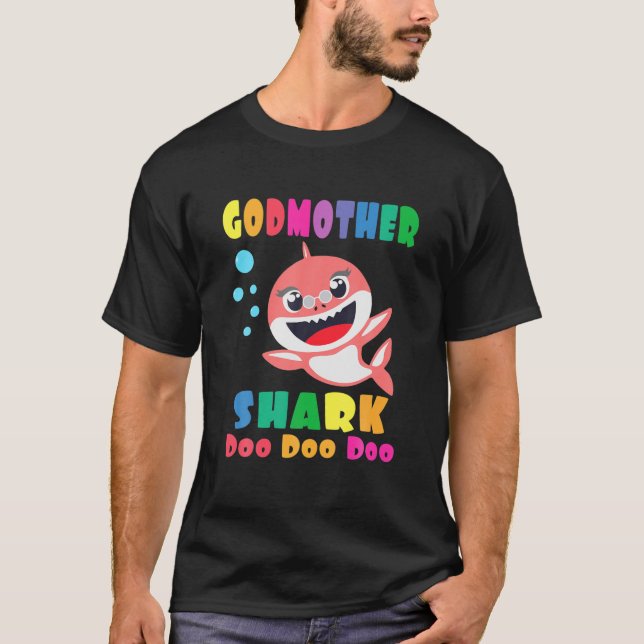 Godmutter Shark Geschenk Niedliches Baby Shark Fam T-Shirt (Vorderseite)