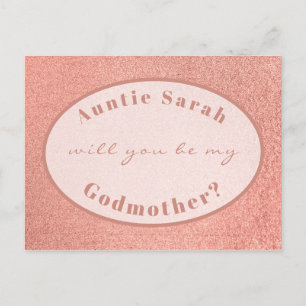 Godmutter Vorschlag Rosen Gold Weißes Oval Script Postkarte
