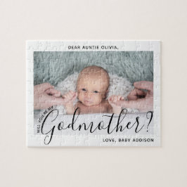 Godmutter Vorschlag Simple Modern Script Baby Foto Puzzle