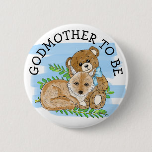 Godmutter zu Fox und Teddy Bear Baby Dusche Button