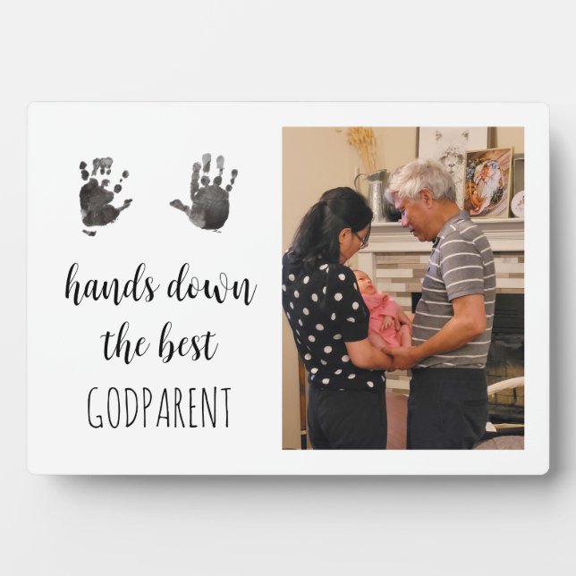 Godparent Handprint Photo  Fotoplatte (Vorderseite)