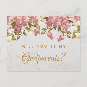 Godparents-Antrag-Blumenmarmororchideen-Postkarte Feiertagspostkarte
