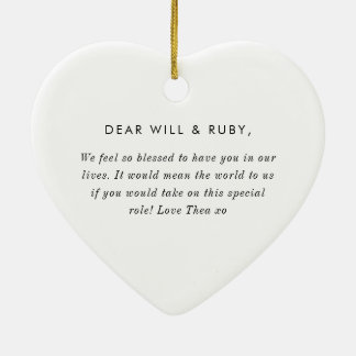 Godparents Handwritten Bow Proposal Keramik Ornament