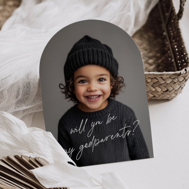Godparents Handwritten Proposal Photo Arch Boy Einladung (Zazzle Godparents Handwritten Proposal Photo Arch Boy Invitation (Front))