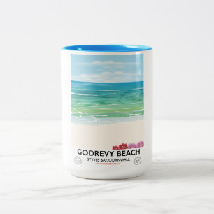 Godrevy Beach St Ives Bay, Cornwall Reiseplakat Zweifarbige Tasse