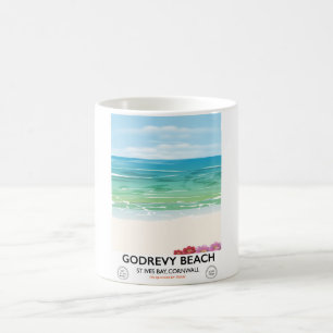 Godrevy Beach St Ives Bay, Reiseplakat Cornwall Kaffeetasse