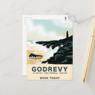 Godrevy St Ives Bay, West Cornwall Travel Poster Postkarte