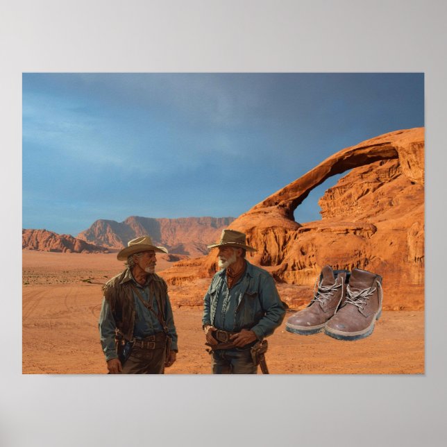 Gods Boots found in desert. Poster (Vorne)