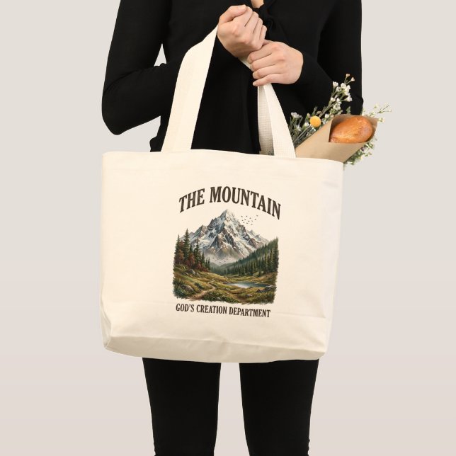 God's Creation Mountain Christlich Jumbo Stoffbeutel (Vorderseite (Produkt))