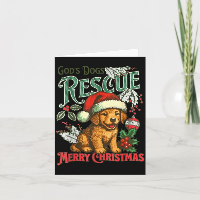 God's Dogs Rescue Christmas Santa Golden Retriever Karte (Vorderseite)