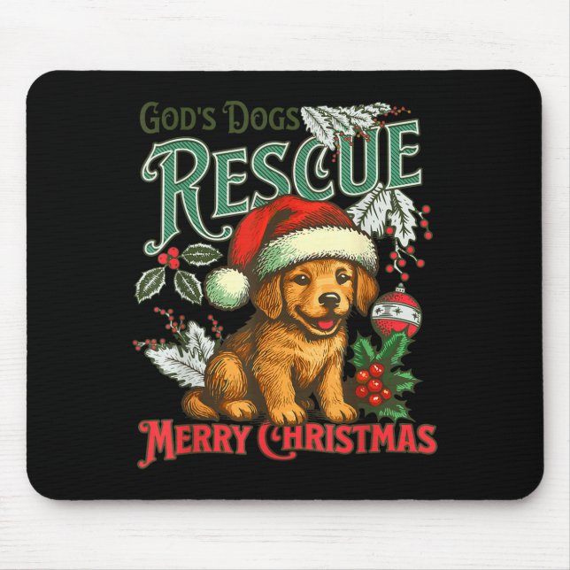 God's Dogs Rescue Christmas Santa Golden Retriever Mousepad (Vorne)