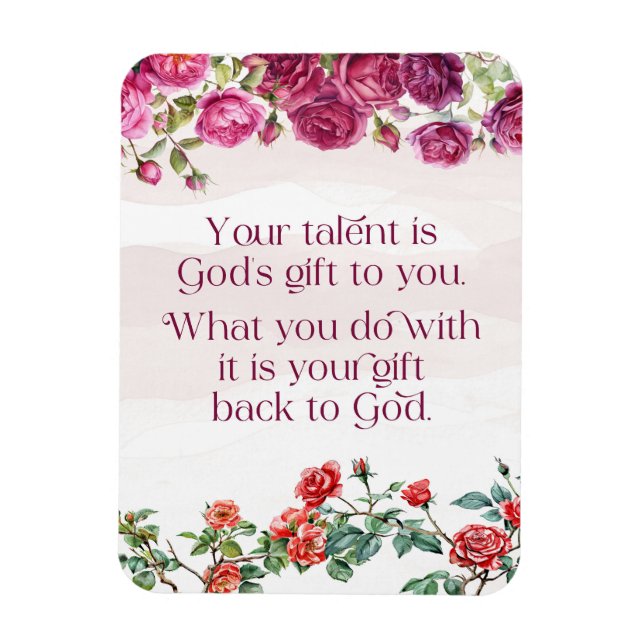 Gods-Geschenk ist Ihr Talent Hübsch Red Lila Rose Magnet (Vertikal)