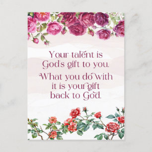 Gods-Geschenk ist Ihr Talent Hübsch Red Lila Rose Postkarte