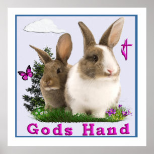 Gods Hand Bunny Poster