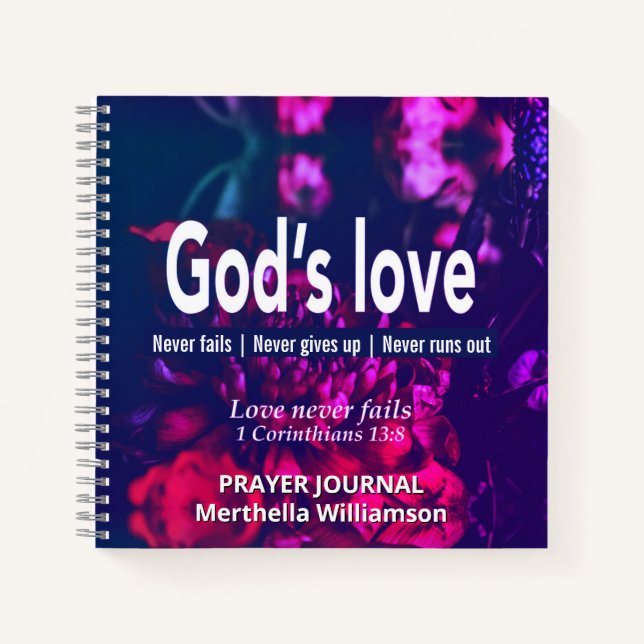 GODS LIEBE Personalisiertes Blumengebet Journal Notizbuch (Vorderseite)
