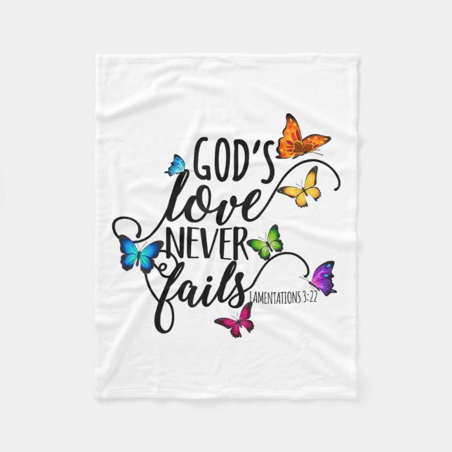 God's Love Never Fails - Butterfly Art - Religious Fleecedecke (Vorderseite)