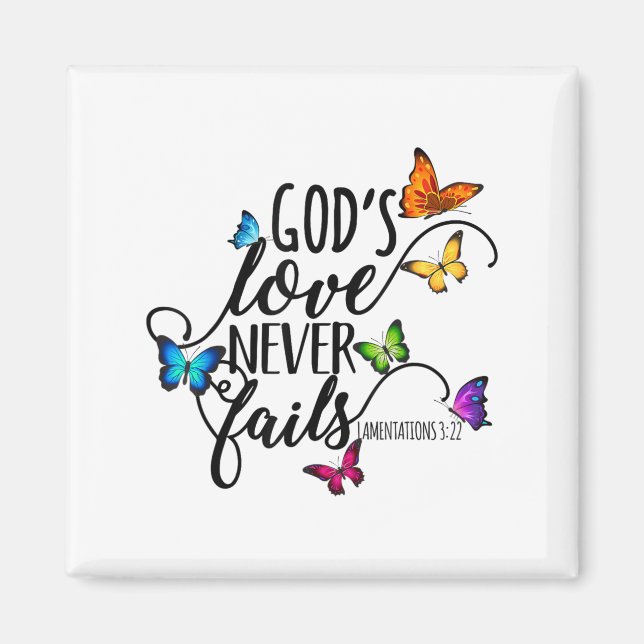 God's Love Never Fails - Butterfly Art - Religious Magnet (Vorne)