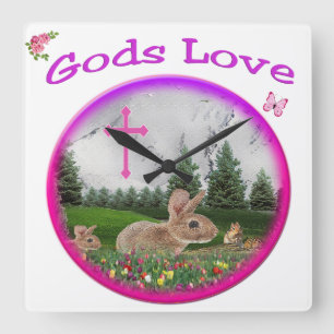 gods Love Quadratische Wanduhr