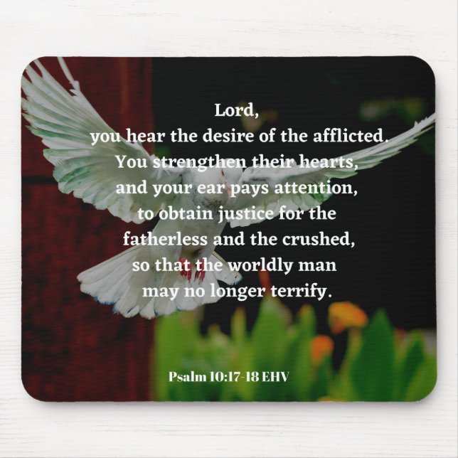 God's Mercy Bible Verse Psalm 10:17-18 Christian Mousepad (Vorne)