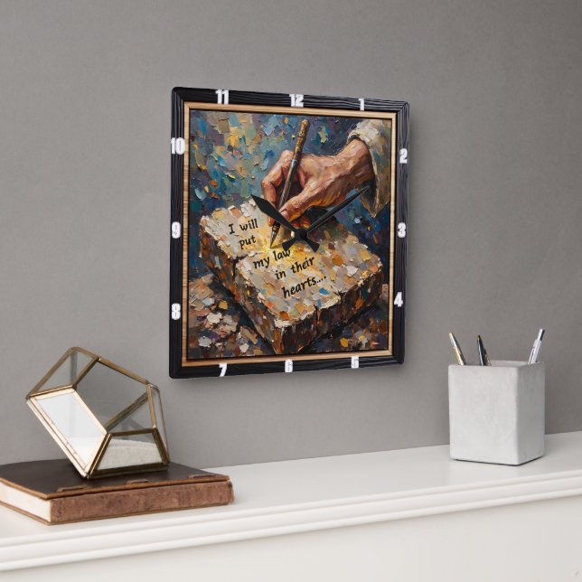 God's Pen: Heartfelt Promise Quadratische Wanduhr (Büro)