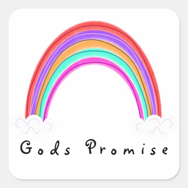"Gods Promise" Rainbow Square Sticker (Vorderseite)