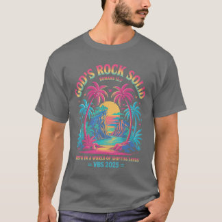 Gods Rock Solid Breaker Rock Beach VBS 2025 Christ T-Shirt
