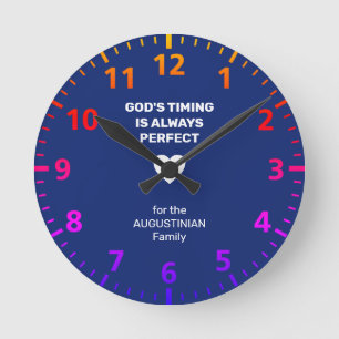 GOD'S TIMING ALWAYS PERFECT   Personalized Blue Runde Wanduhr