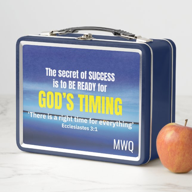 GODS TIMING Inspirational Christian Quote Metall Brotdose (Beispiel)