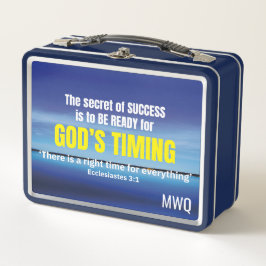 GODS TIMING Inspirational Christian Quote Metall Brotdose