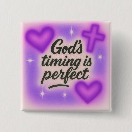 god's timing is perfect airbrush retro 90s purple  button
