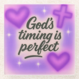 god's timing is perfect airbrush retro 90s purple  glasuntersetzer