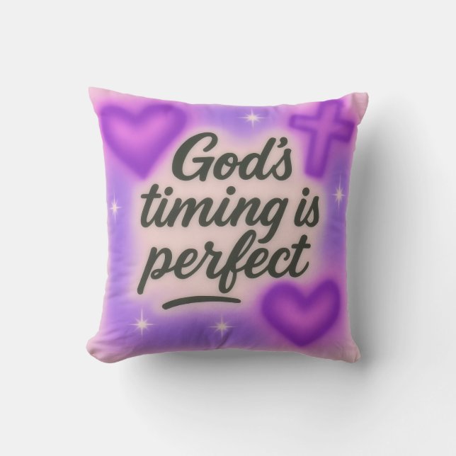 god's timing is perfect airbrush retro 90s purple  kissen (Vorderseite)