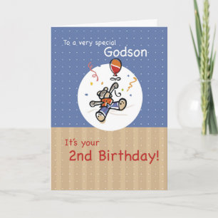 Godson 2. Teddy Bear Balloon Geburtstag Karte