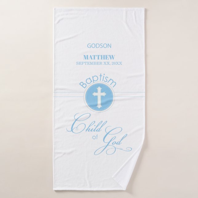 Godson Baptism Blue Child of God Personalisiert Badehandtuch (Badehandtuch)