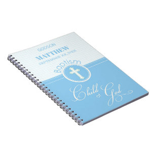 Godson Baptism Blue Child of God Personalisiert Notizblock