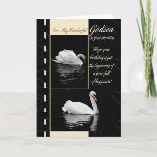 Godson Birthday Card Swans Karte